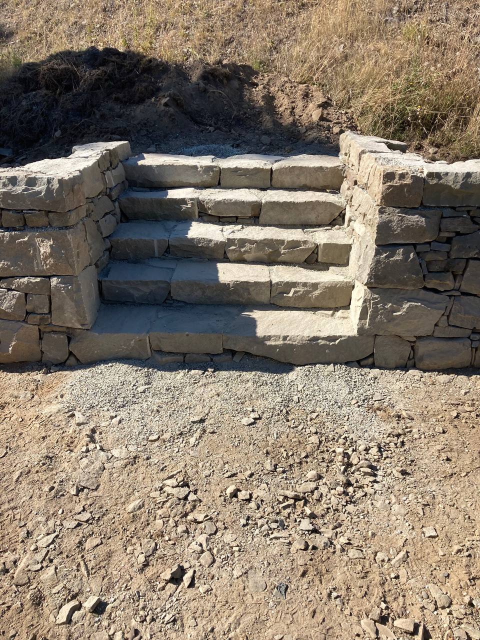 Dry stone steps.