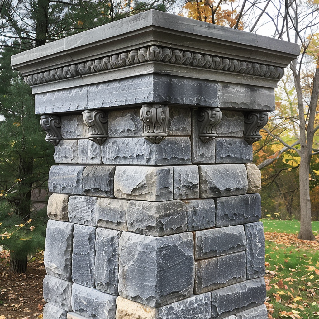 Masonry stonework column.